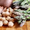 Asparagus, chickpeas, and baby bella mushrooms